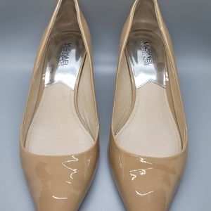 MK Nude Patent Leather Kitten Heel Pumps